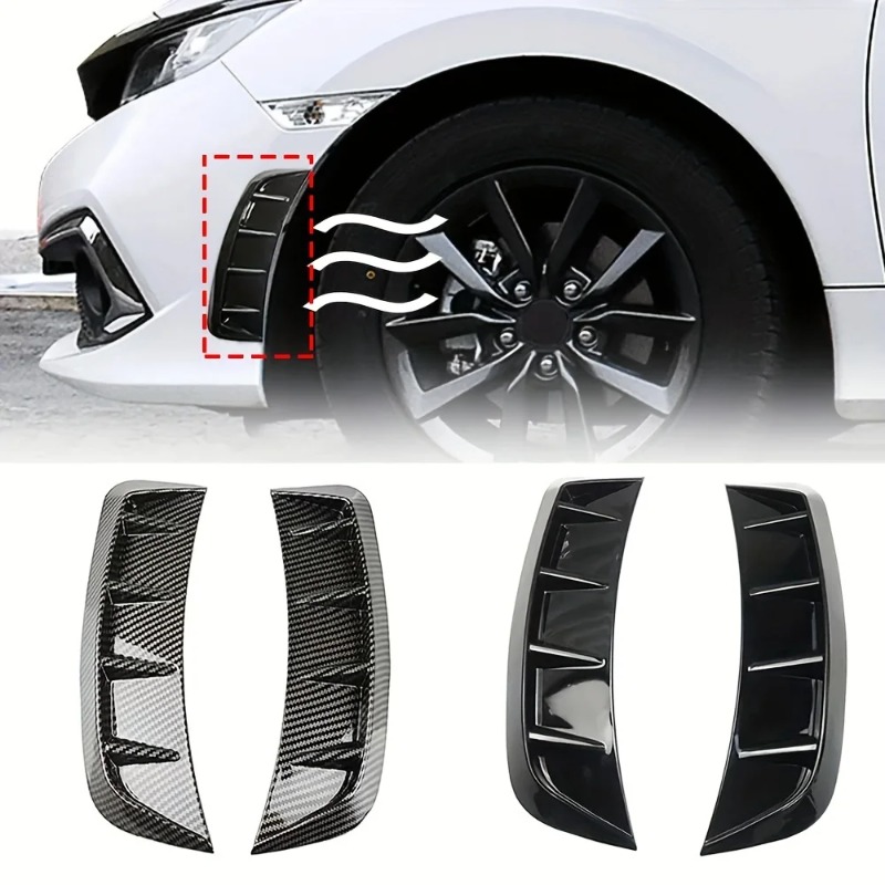 Car Accessories Unique - 2Pcs Black Carbon Fiber Front Bumper