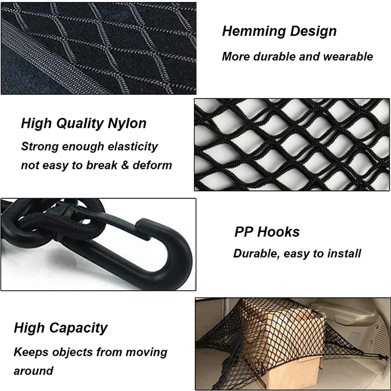 4 HooK 70x70 CM Car Trunk Net  - огляд і ціна Car Cargo Net Trunk