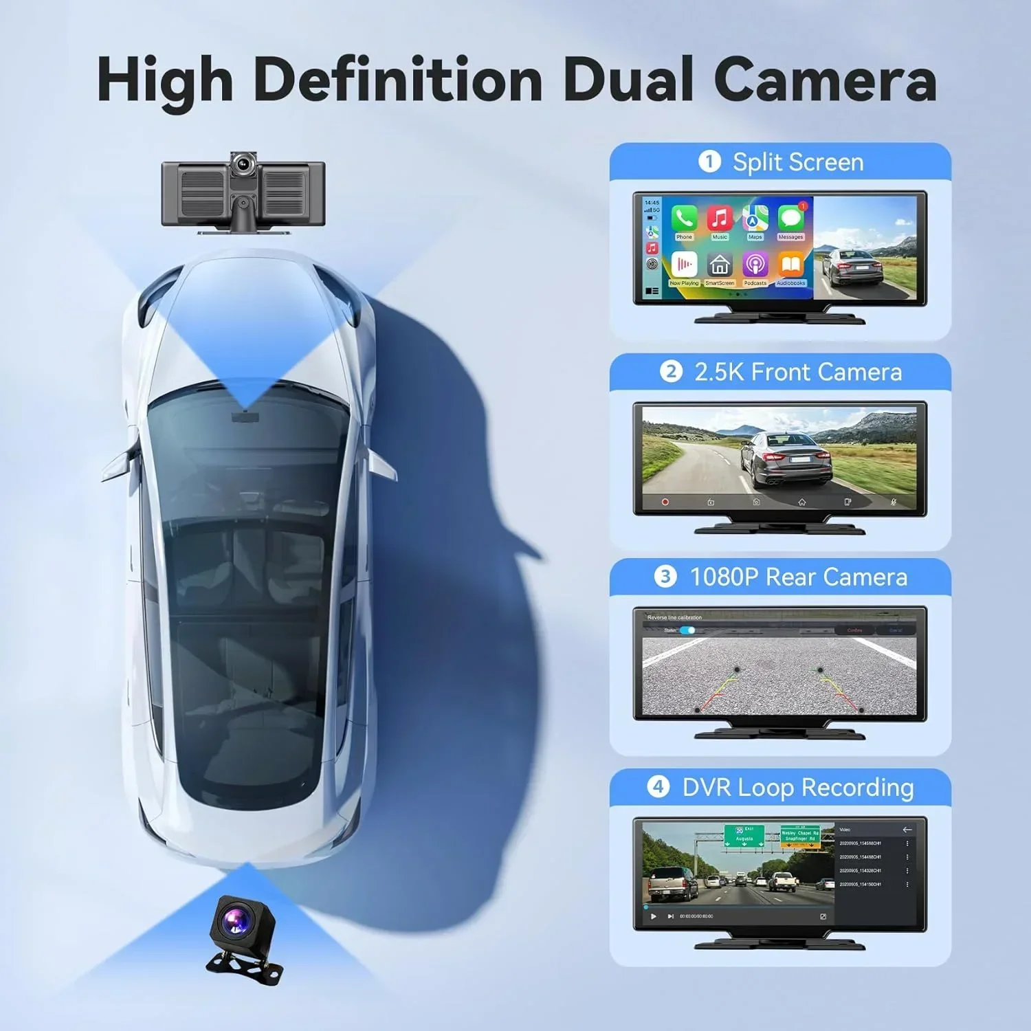 Portable 10.26'' Dash Cam Wire - огляд і ціна Car Dash Cam